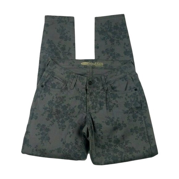 Old Navy Rockstar Jeans Womens Size 4 Skinny Low Rise Gray Floral Print Denim - Picture 1 of 5